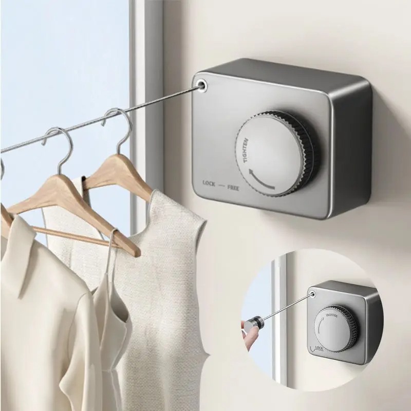 Wall Mount Clothesline Adjustable Retracting Stainless Steel Wire Indoor Outdoor Laundry Clothes Drying Line 5.2M price in Bangladesh