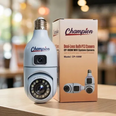 Champion CP-100W Dual-Lens Wi-Fi Bulb PTZ Camera