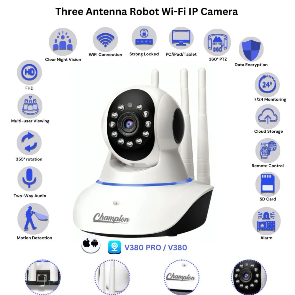 Champion 3 Antenna Robot  WiFi IP Camera.